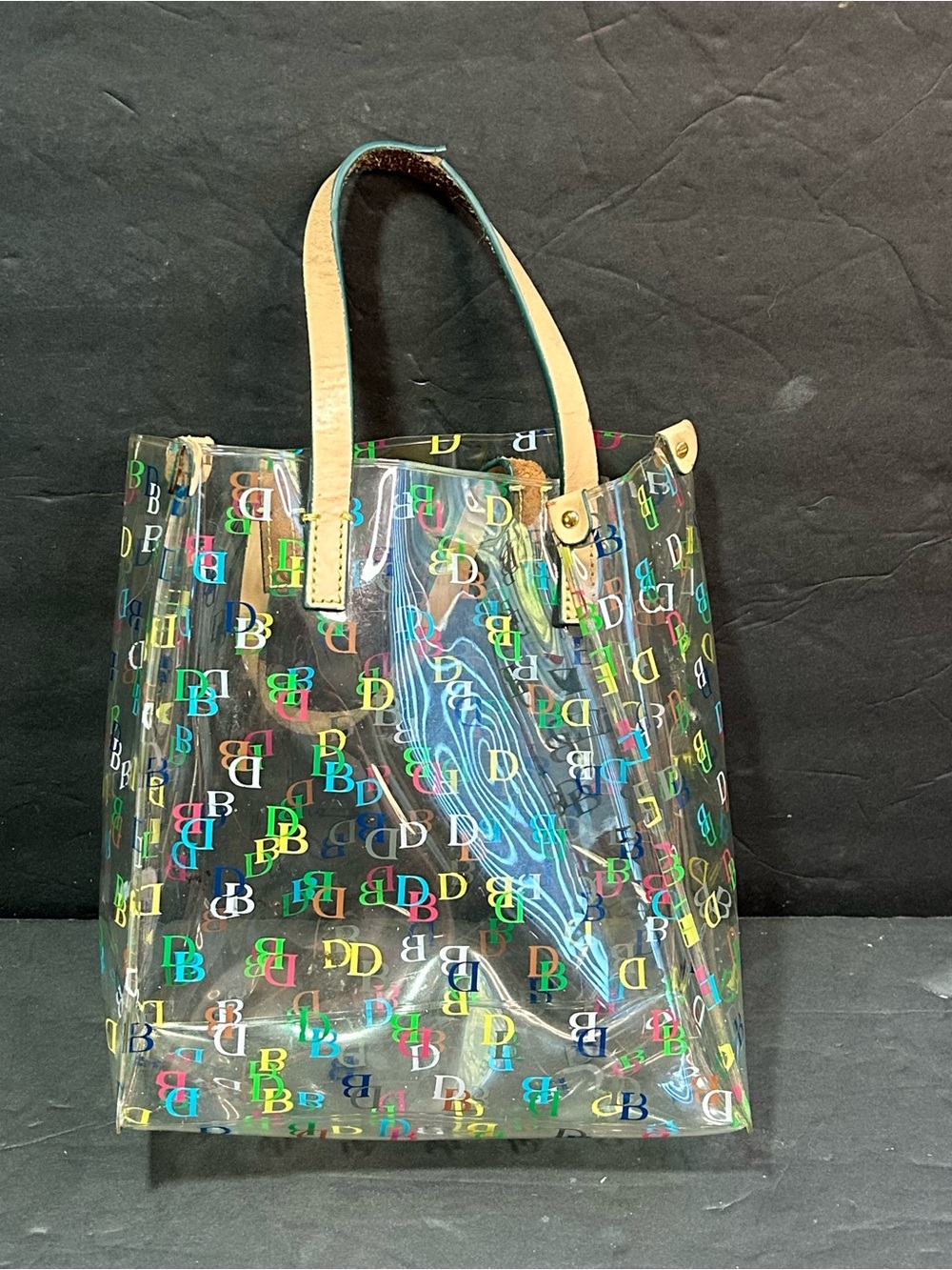 Vintage DOONEY & BOURKE Signature DB Small Clear Multi Color Lunch Mini Handbag